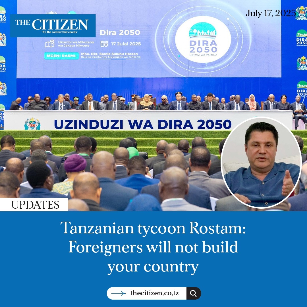 The Citizen Tanzania (@thecitizentz) on Twitter photo While acknowledging ongoing government efforts to attract foreign investors, prominent businessman Rostam Aziz has called for the formulation of policies and laws that favour local entrepreneurs, insisting that only Tanzanians can truly build their country. While acknowledging ongoing government efforts to attract foreign investors, prominent businessman Rostam Aziz has called for the formulation of policies and laws that favour local entrepreneurs, insisting that only Tanzanians can truly build their country.