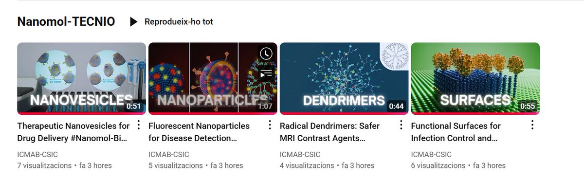 🎥 4 new videos on the <a href="/icmabCSIC/">icmabCSIC</a> #YouTube channel! 

🩺Discover #nanomedicine technologies from the #Nanomol-Bio group: therapeutic nanovesicles, MRI-safe dendrimers, functional surfaces, and fluorescent nanoparticles. 

Watch the full series👉 youtube.com/watch?v=5oktoN…