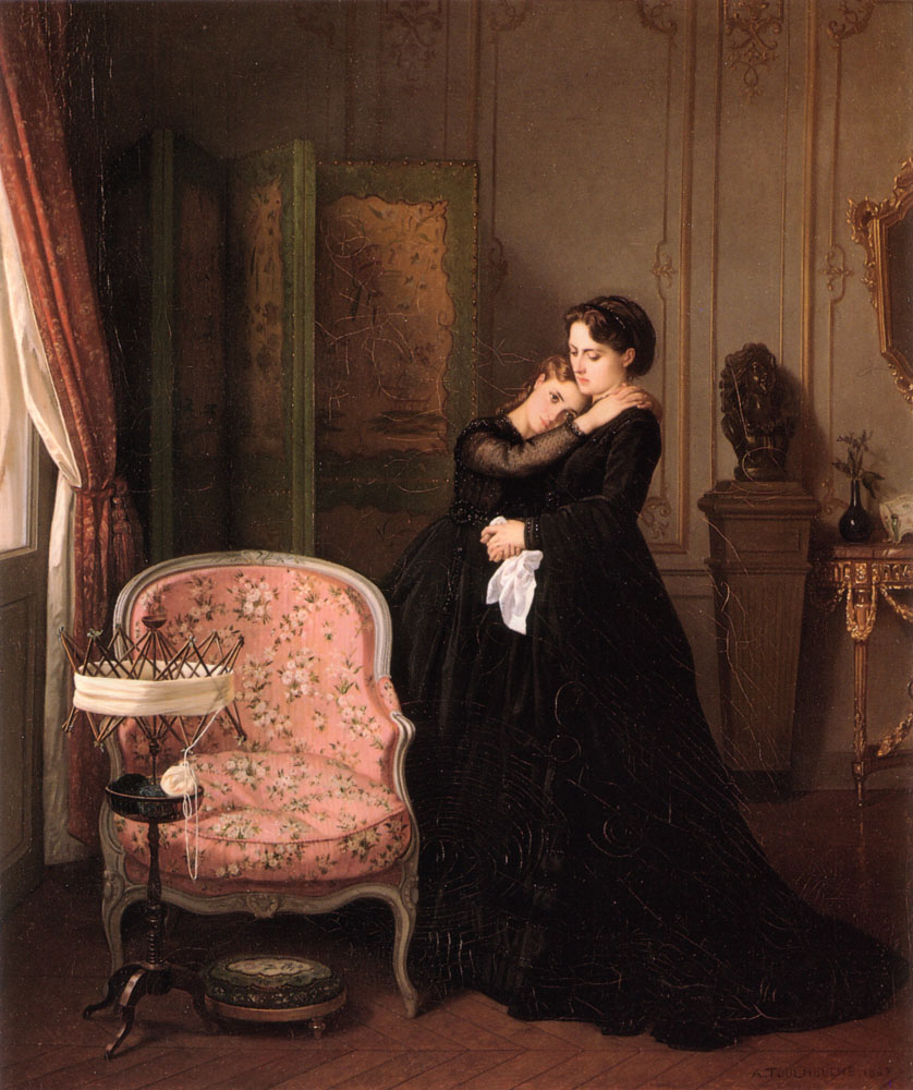 Consolation, by French painter Auguste Toulmouche (1870). In private collection.