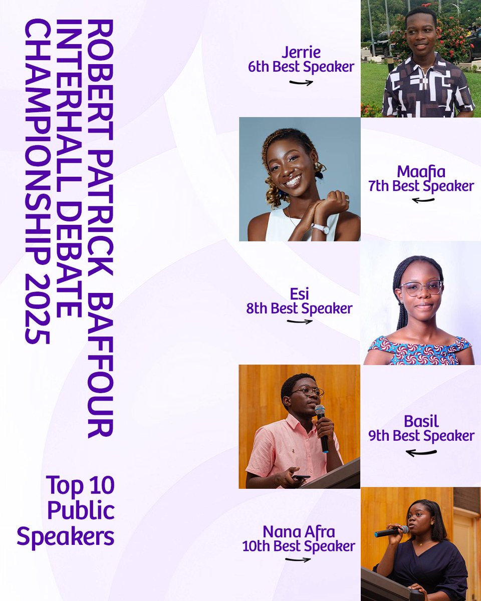 Content. Creativity. Delivery. Aura.🤌🏾
Give it up for the Top Public Speakers at the R.P Baffour Championship🏆
They brought confidence, charisma🤩, and heat 🔥. Congratulations to our Champion, Benjamin Selasie ✨
__

● KDS PUBLICITY 2025