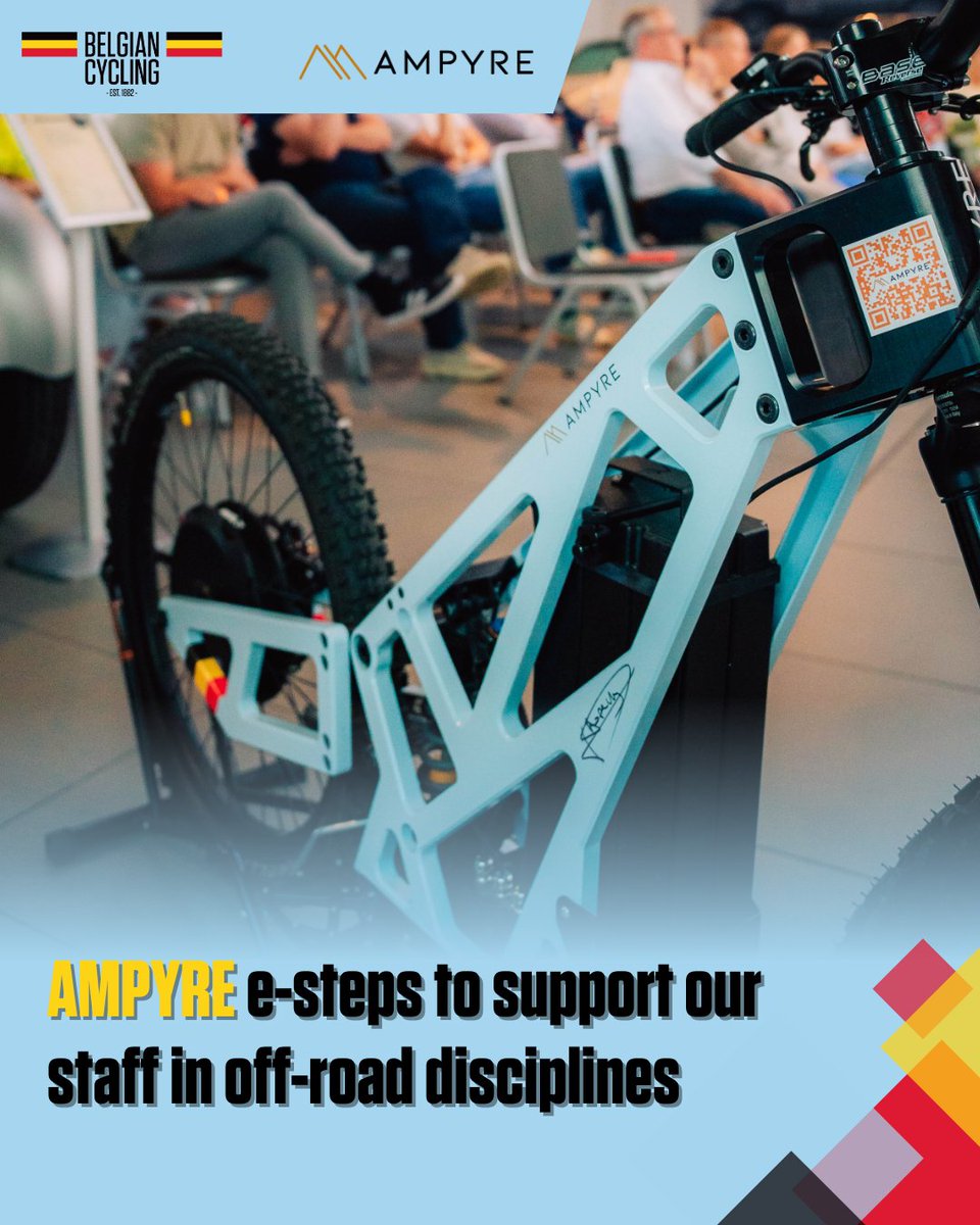 BELCyclingTeam's tweet photo. π£ We are happy to welcome ππ π£π¬π₯π as a new partner of Belgian Cycling!
π§πͺ ππ π£π¬π₯π is a Belgian manufacturer of premium e-mobility products. The technical staff in our off-road disciplines will use the e-step for course recons.
#Partnerships #AMPYRE #BelgianCycling https://t.co/iEBtaQpIi6