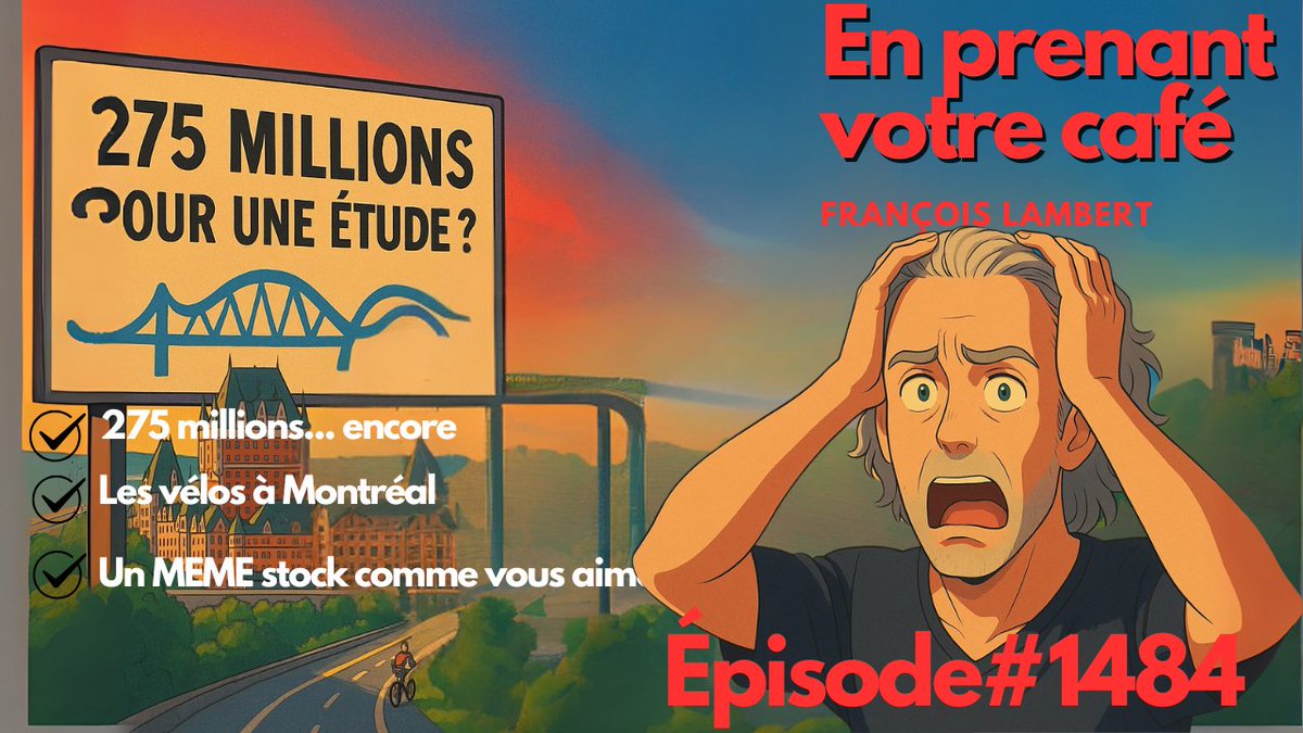 frank_sbr's tweet image. 🎙️🟣 Épisode #1484 : Les vélos à Montréal, 275 millions : 3e lien et le retour des MEMES stock
🎧📡 L’épisode du jour est ici : youtu.be/su_p5cgcrEw
📰🗞️ Actualités
🎾👋 Eugénie prend sa retraite
🚴♂️🏙️ Les vélos à Montréal
📉📦 Le déficit des exportations vs…