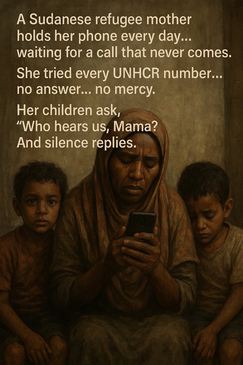 TwasolD4164's tweet image. Hold my phone, clinging to hope.
My children ask, “Who hears us?”
No answer.
Hunger.
Fear.
Silence.
We’re not numbers —
We’re forgotten, broken lives.
#RefugeesAreHumans
#SaveSudan
#UNHCR_WhereAreYou
#SilentSuffering
#StopIgnoringUs
#SudanCrisis
#JusticeForRefugees
#MohamedAndMo