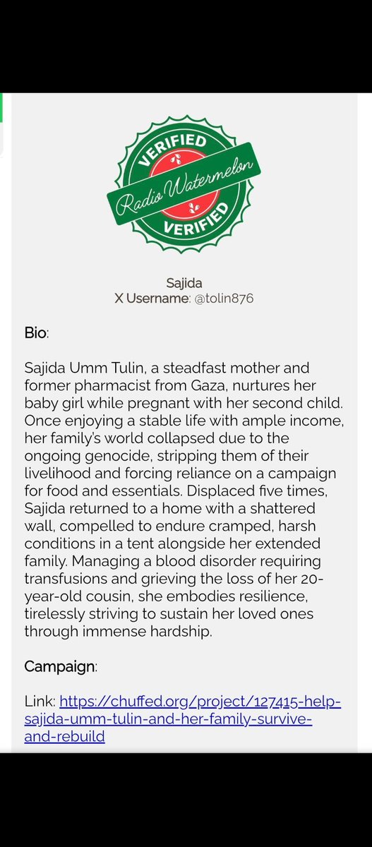 tolin876's tweet image. I documented myself through Watermelon Radio🍉🍉 I ask all people who are able to donate or participate. Be a hope for us. We need your support. We need flour, food, and medicine. Be a hope for us in this life. Please do not leave us to die of hunger🙏💔😭
chuffed.org/project/127415…