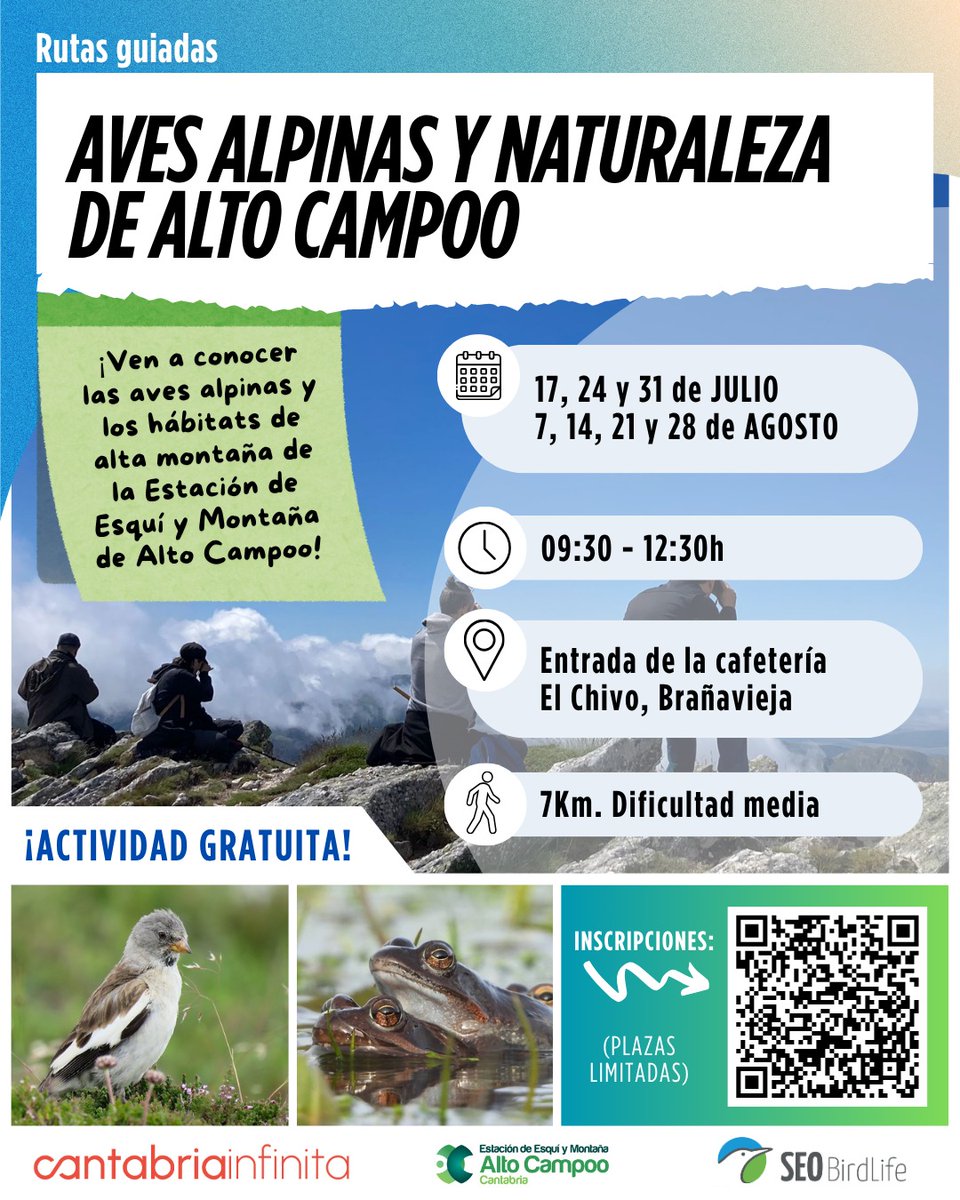 ⛰️Comienza el programa de rutas guiadas en Alto Campoo. 

A partir de hoy, todos los jueves de julio y agosto y los fines de semana de septiembre tienes una portunidad única para conocer los hábitats y especies de la alta montaña de esta zona. Se trata de una actividad gratuita a
