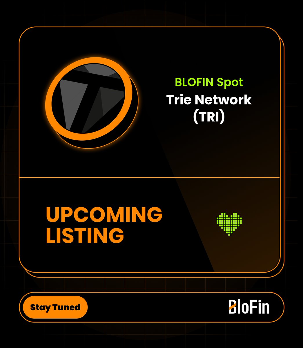 #BloFinSpot will soon list $TRI <a href="/TrieNetwork/">Trie</a> 🛜

Join our 50 USDT giveaway:

🔸 Follow <a href="/BloFin_Official/">BloFin Exchange</a>
🔸 RT &amp; tag 3 friends

👉 support.blofin.com/hc/en-us/artic…
