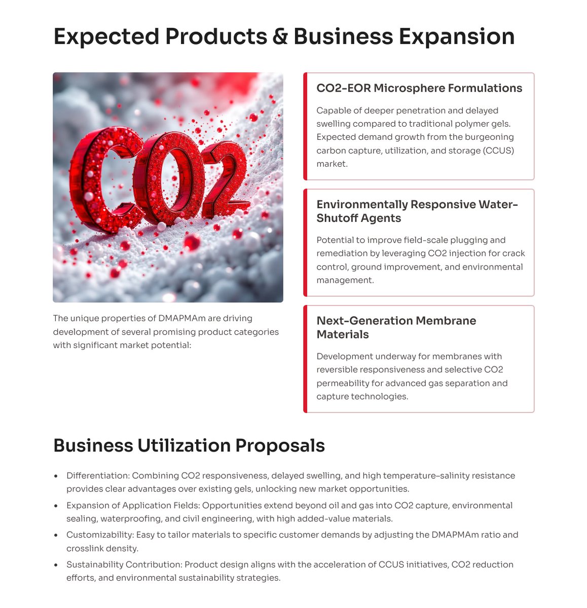 kouji_teramoto's tweet image. 🧪 DMAPMAm = Game Changer for CO₂-EOR &amp;amp; Smart Gels!
 🌡️ 140°C / High salinity OK
 💨 CO₂ triggers delayed swelling
 🛢️ 99% plugging efficiency proven
 🌱 Ideal for CCUS, sealing, and membranes
#CO2Responsive #SmartPolymers #EOR #CCUS #DMAPMAm #GreenTech