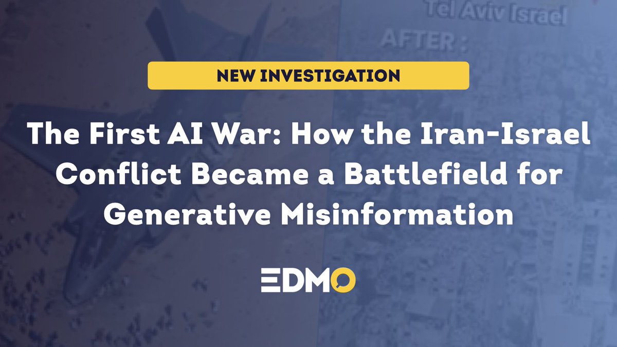 European Digital Media Observatory (@edmo_eui) on Twitter photo 🚨 "This was the first major military #conflict where generative #AI played a central role in shaping #public #perception, and it might just be a preview of what’s to come."
🔍 In our new investigation, <a href="/factnameh/">FactNameh | فکتنامه</a>, signatory of <a href="/factchecknet/">International Fact-Checking Network</a>, zooms in on the #Iran-#Israel #War 🚨 "This was the first major military #conflict where generative #AI played a central role in shaping #public #perception, and it might just be a preview of what’s to come."
🔍 In our new investigation, <a href="/factnameh/">FactNameh | فکتنامه</a>, signatory of <a href="/factchecknet/">International Fact-Checking Network</a>, zooms in on the #Iran-#Israel #War