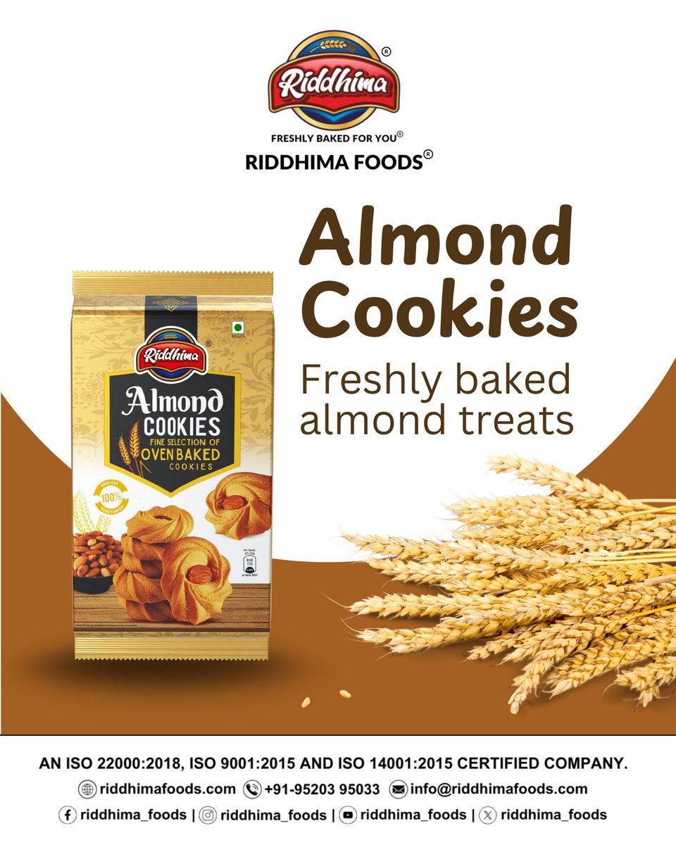riddhima_foods's tweet image. Freshly baked almond treats! Sweet, light, and crisp — perfect for anytime snacking. 🌰🍪
Call Now - 095203 95033
Order Now 🍪 - riddhimafoods.com
#AlmondCookies #RiddhimaFoods #freshCookies #BakedPerfection #cookies #AlmondDelight #almondtreats