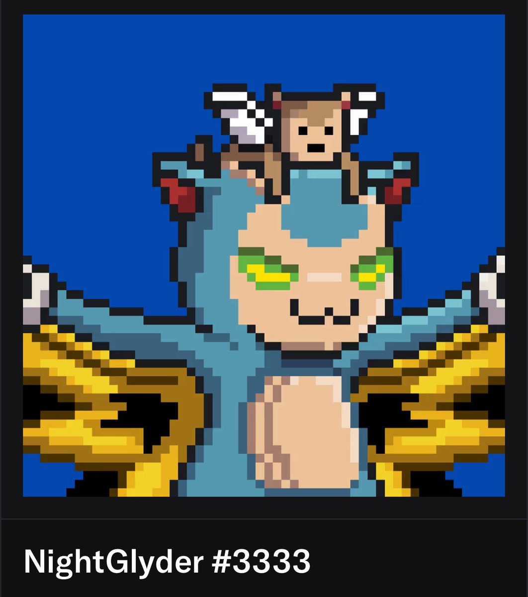 _GrayDuck's tweet image. Everyone wants #1…
But I just secured the last flight out — Night Glyder #3333 🪽💥
The final beast in the fleet. We close the book in style.
Any of my @NightGlyder Fam, if I’m not following you- let me know!
@apecoin @ApeChainHUB