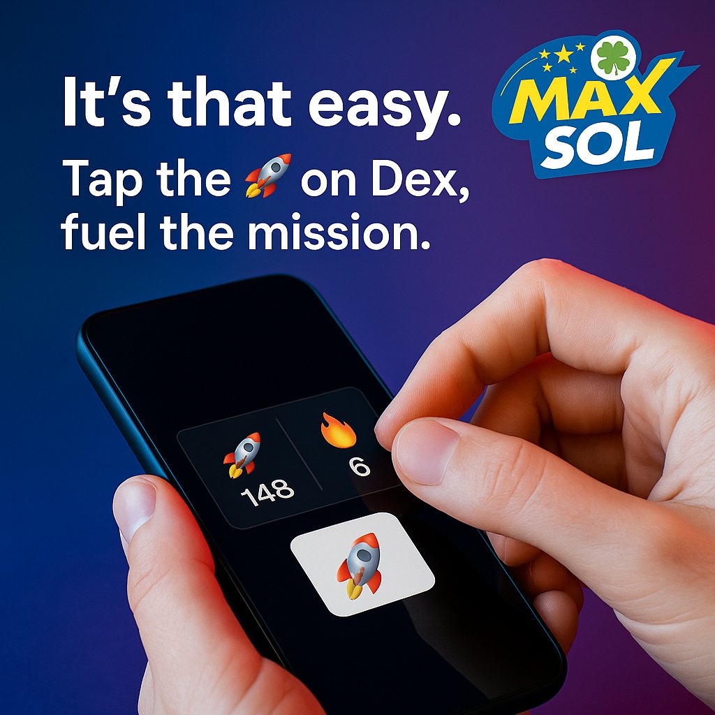 MaxSol_lottery's tweet image. Remember to smash that Dex rocket daily - every little bit helps! $MAXSOL isn’t just fueled by unbelievable tech… it’s powered by its growing community.
The #1 lottery token on Solana. Let’s send it. 🚀