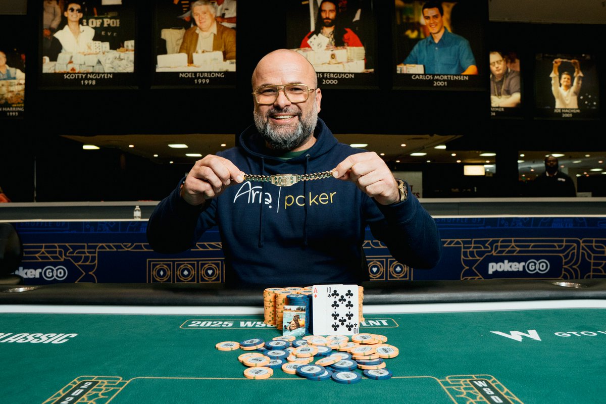 WSOP's tweet image. Congrats to Lukas Zaskodny from Czechia on winning his 2nd bracelet last night in Event #97: $1,500 The Closer!
Zaskodny wins the gold plus the $648,130 top prize!
#wsop2025