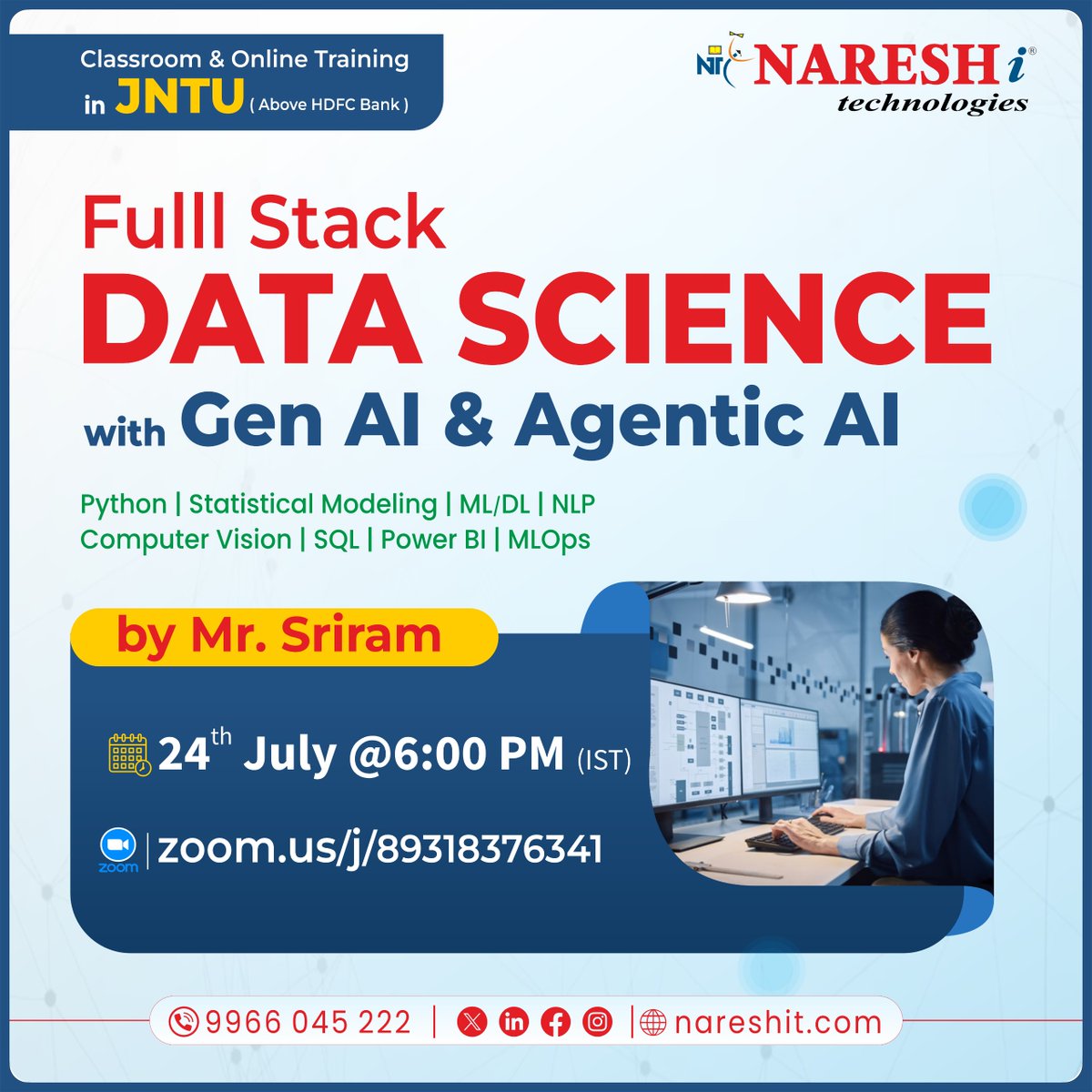 KattaSairamesh's tweet image. Build neural networks—not just networks.
📍 Free Full Stack Data Science & AI training starts 24th July!
👨🏫 Instructor: Mr. Sriram | ⏰ 6:00 PM IST
🔗Enroll Link: tr.ee/aEogd7
#DeepLearning #PythonSkills #TechCareerBoost #freshers #jobseeker #graduates