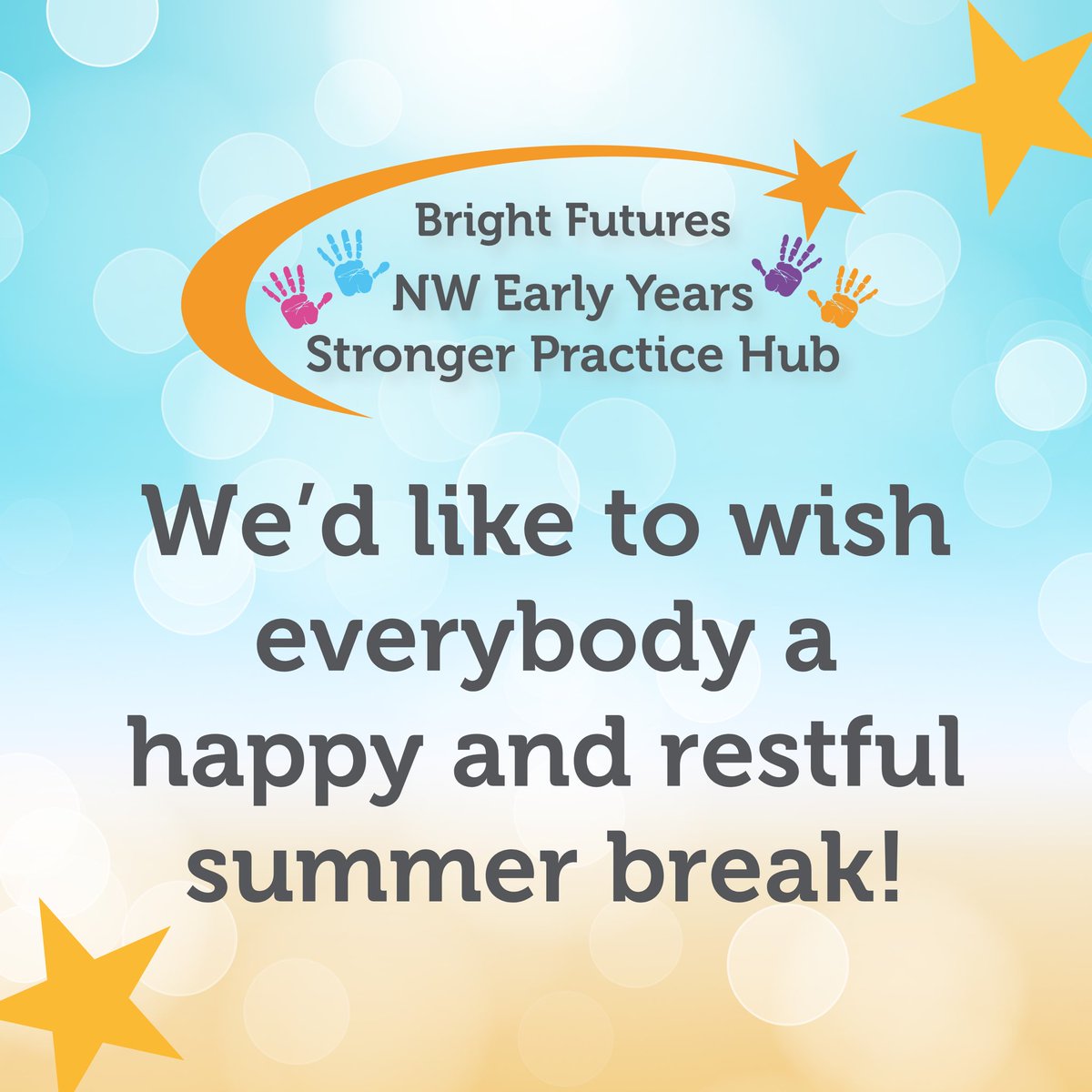 BF_EYHub's tweet image. We’d like to wish everyone a wonderful summer break and look forward to working with you again in September! ⭐️
Don’t miss our Starting Strong through Play webinar on 27 August with Tamsin Grimmer, find out more information on our website: earlyyears.bright-futures.co.uk