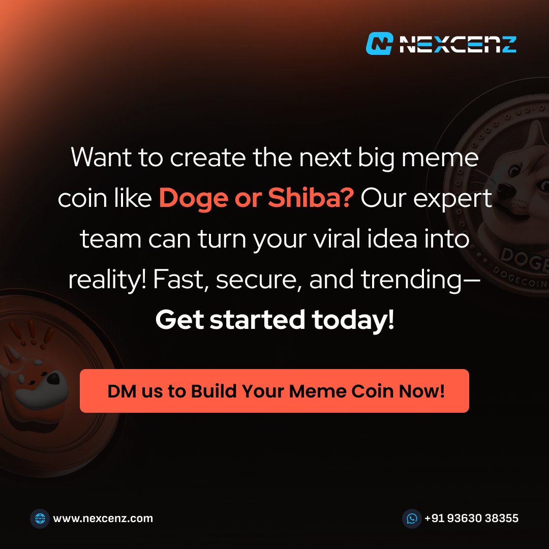 nexcenz's tweet image. Kickstart your viral #crypto project with our #MemeCoinDevelopment Services. From concept to launch,we build trending,secure &amp;amp; community-driven #memetoken  that stand out in the market.

Reach Us-nexcenz.com/meme-coin-deve…

#MemeCoinSeason #memecoin3000X #MemecoinMadness #web3 #NFT