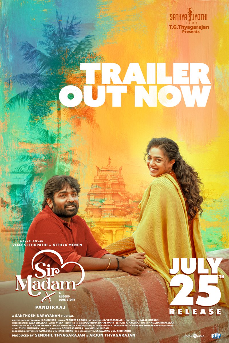 Sathya Jyothi Films (@sathyajyothi) on Twitter photo Rugged love story lo,
konchem mass action, konchem deep emotion kalipi,
oka solid family entertainer ready! ๐ฅโค๏ธ
๐ฅโค๏ธ
#SirMadam trailer out now โ check it out๐ซถ
โถ๏ธyoutu.be/1ZltrV9gHCs
<a href="/VijaySethuOffl/">VijaySethupathi</a> <a href="/MenenNithya/">Nithya Menen</a> <a href="/pandiraaj_dir/">Pandiraaj</a>
<a href="/iYogiBabu/">Yogi Babu</a> <a href="/Music_Santhosh/">Santhosh Narayanan</a> <a href="/Lyricist_Vivek/">Vivek</a> Rugged love story lo,
konchem mass action, konchem deep emotion kalipi,
oka solid family entertainer ready! ๐ฅโค๏ธ
๐ฅโค๏ธ
#SirMadam trailer out now โ check it out๐ซถ
โถ๏ธyoutu.be/1ZltrV9gHCs
<a href="/VijaySethuOffl/">VijaySethupathi</a> <a href="/MenenNithya/">Nithya Menen</a> <a href="/pandiraaj_dir/">Pandiraaj</a>
<a href="/iYogiBabu/">Yogi Babu</a> <a href="/Music_Santhosh/">Santhosh Narayanan</a> <a href="/Lyricist_Vivek/">Vivek</a>