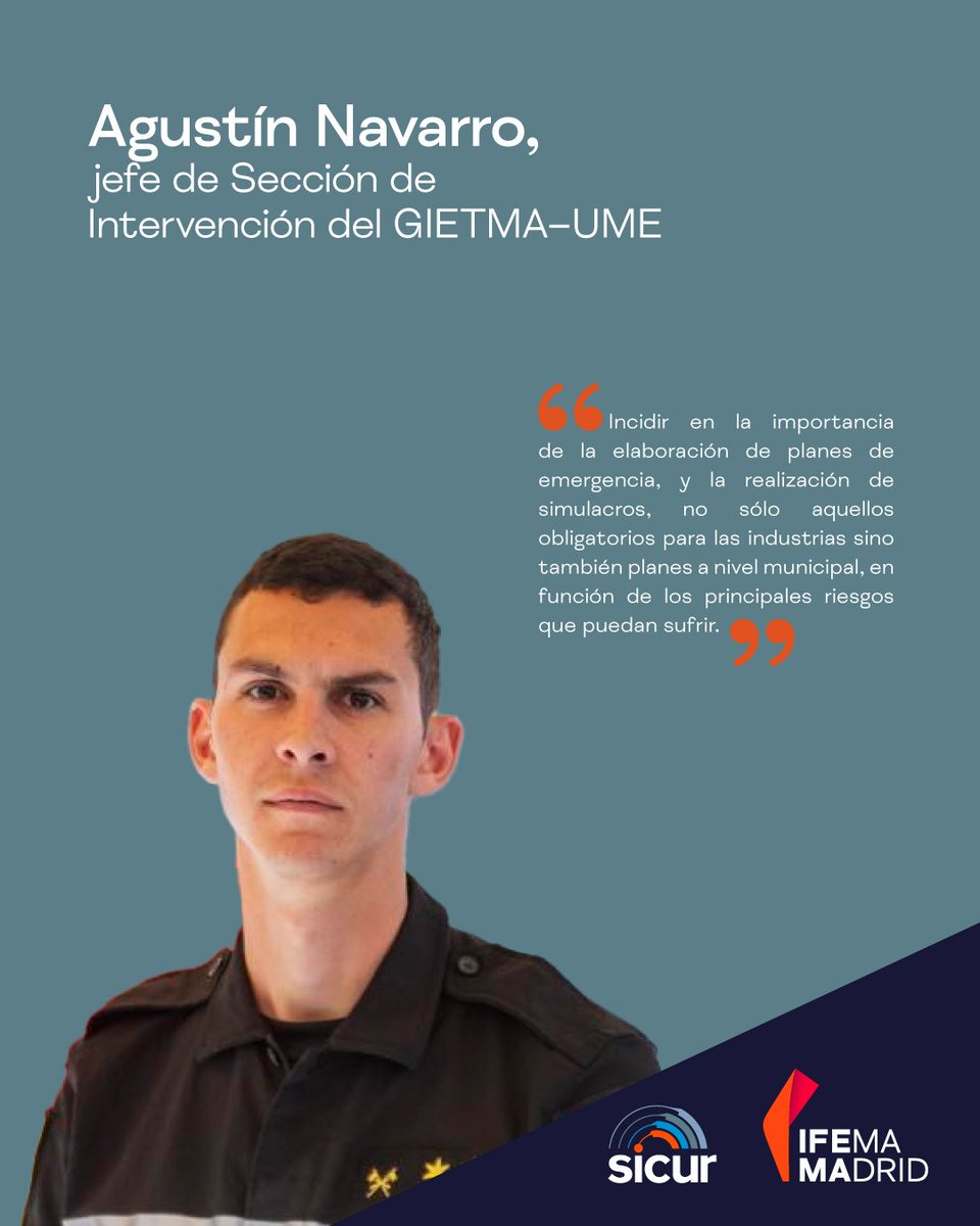 🚨🔥 Inundaciones, incendios o nubes tóxicas pueden requerir una evacuación urgente. Agustín Navarro, jefe del GIETMA–UME, destaca la importancia de conocer los protocolos y estar preparados ante cualquier emergencia.

Leer entrevista completa👉 ifema.es/sicur/noticias…

#SICUR