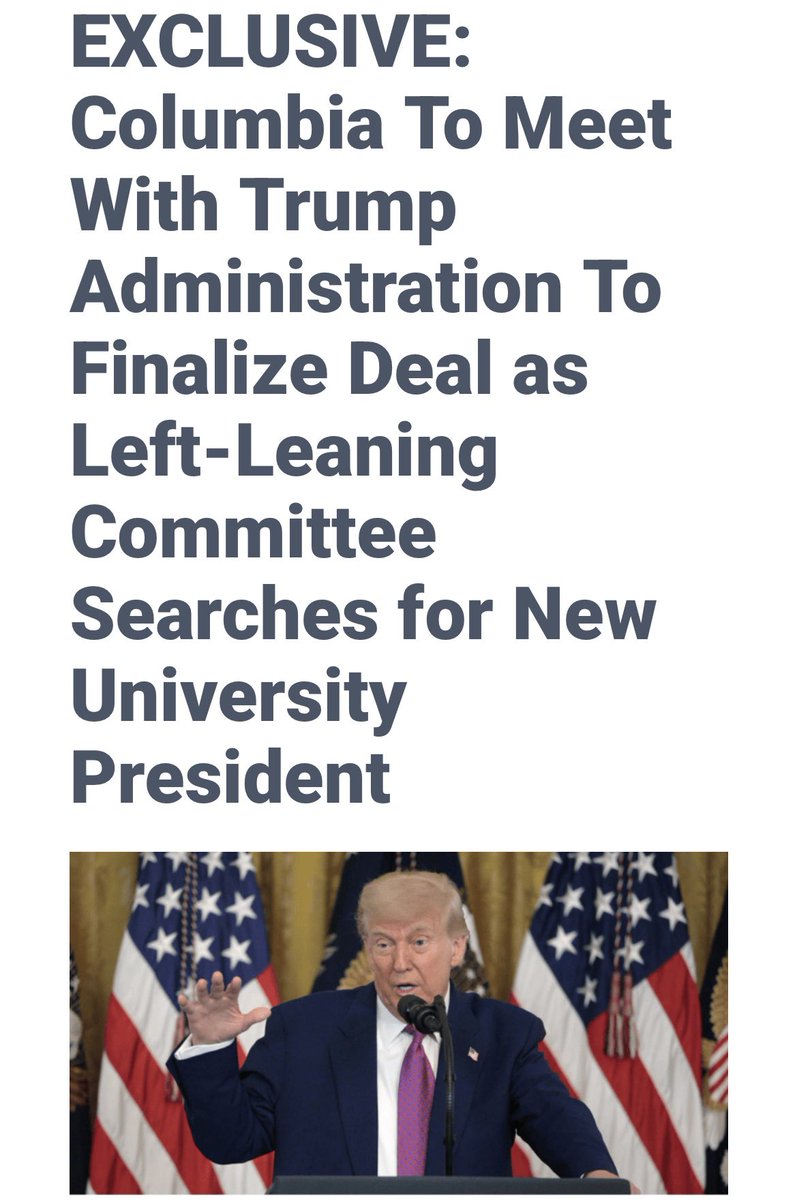 edenyadegar's tweet image. The @FreeBeacon reports that Columbia & White House officials will meet TODAY to discuss the weakest framework for a deal we’ve seen from the WH.
This deal would cement Columbia’s hegemonic DEI infrastructure, keep radical faculty empowered, and allow a biased search committee…