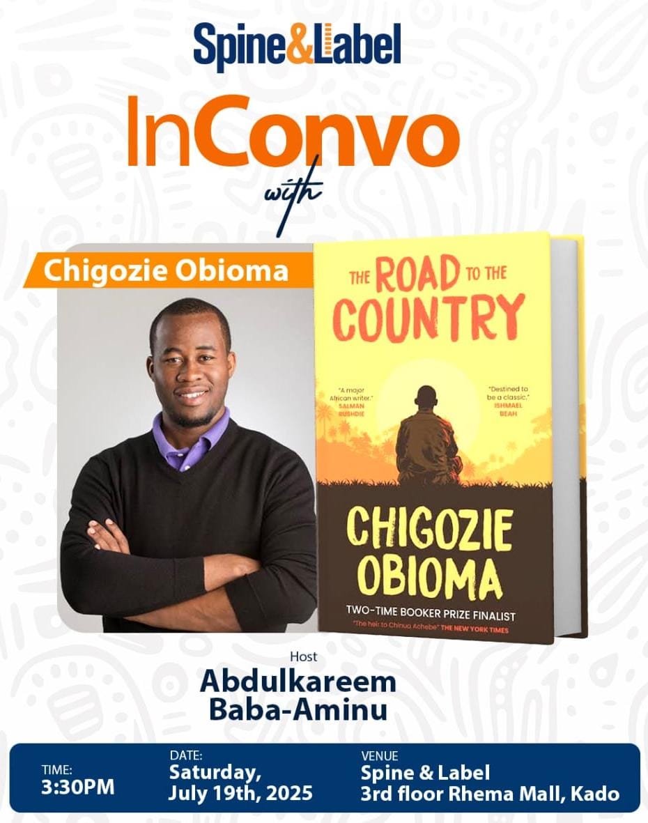 Look, Ma...I'm on TV! Well, sort of lol. 
It's this Saturday at <a href="/SpineandLabel/">Spine&Label Books Nigeria</a> in Kado, Abuja. Join me as I talk to <a href="/JCObioma/">Chigozie Obioma</a> about his new book, 'The Road to The Country'. Swipe for details on flyer.