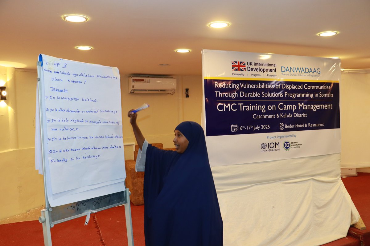 SCC (@scconcern) on Twitter photo Completed a 2-day training for 30 Camp Management Committee members in Kahda IDPs. Participants gained skills in leadership, community participation, conflict resolution, & land tenure. <a href="/iom_somalia/">IOM Somalia</a> <a href="/Danwadaag_DS/">Danwadaag Durable Solutions Consortium</a> <a href="/FCDOGovUK/">Foreign, Commonwealth & Development Office</a> <a href="/MunicipalityMog/">MOGADISHU MUNICIPALITY</a> <a href="/UNmigration/">IOM - UN Migration 🇺🇳</a> <a href="/CCCMCluster/">CCCM Cluster</a> Completed a 2-day training for 30 Camp Management Committee members in Kahda IDPs. Participants gained skills in leadership, community participation, conflict resolution, & land tenure. <a href="/iom_somalia/">IOM Somalia</a> <a href="/Danwadaag_DS/">Danwadaag Durable Solutions Consortium</a> <a href="/FCDOGovUK/">Foreign, Commonwealth & Development Office</a> <a href="/MunicipalityMog/">MOGADISHU MUNICIPALITY</a> <a href="/UNmigration/">IOM - UN Migration 🇺🇳</a> <a href="/CCCMCluster/">CCCM Cluster</a>