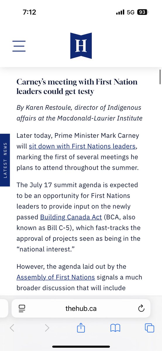 karenrestoule's tweet image. Later today, Prime Minister Mark Carney will sit down with First Nations leaders.
My short contribution for today’s Need To Know at @TheHubCanada covers what PM Carney should expect from the meeting ⬇️
“Later today, Prime Minister Mark Carney will sit down with First Nations…