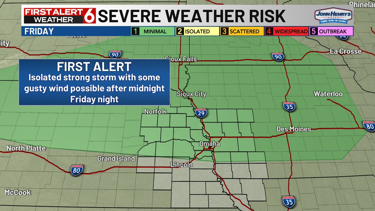 RustyLord's tweet image. FIRST ALERT to a few spotty strong storms possible heading into the weekend. Best odds are after midnight Friday night into early Saturday AM then again very late Saturday. Gusty wind would be the biggest threat and most of the day time hours will be dry.