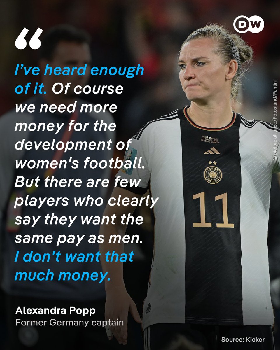 Alexandra Popp is tired of the equal pay debate... 

🇩🇪 The former Germany captain says nobody in Germany is pushing for complete parity. 

💶 Euro 2025 has a record-breaking prize fund of €41m, while the men's 2024 tournament paid out €331m.

#WEURO2025