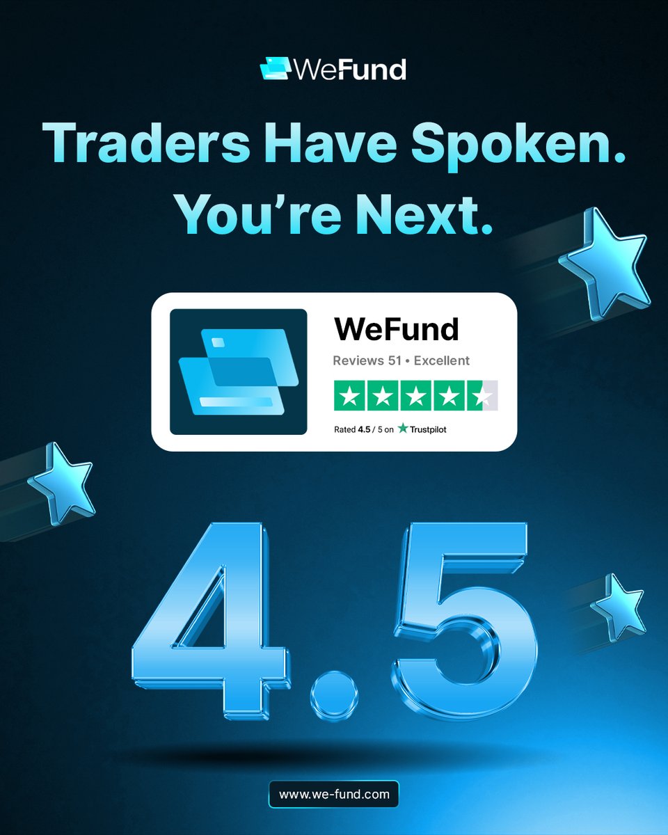 wefundofficial's tweet image. Trust Isn’t Claimed - It’s Earned! 🏆
Read real reviews from real WeFund traders on Trustpilot and find out why we're rated 4.5 excellent!
WeFund is rising because we offer more than just a challenge - we offer a path for real traders!
Why real traders chose to trade with…