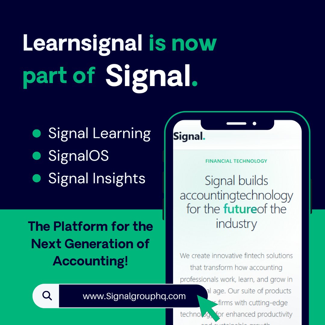 Signalgrouphq's tweet image. Accounting is changing, and so are we.

Signal brings together tools that don’t just support firms but move them forward.
From upskilling to operations, it’s all connected.

#SignalLearning #SignalOS #SignalInsights #WelcomeToSignal #Accounting