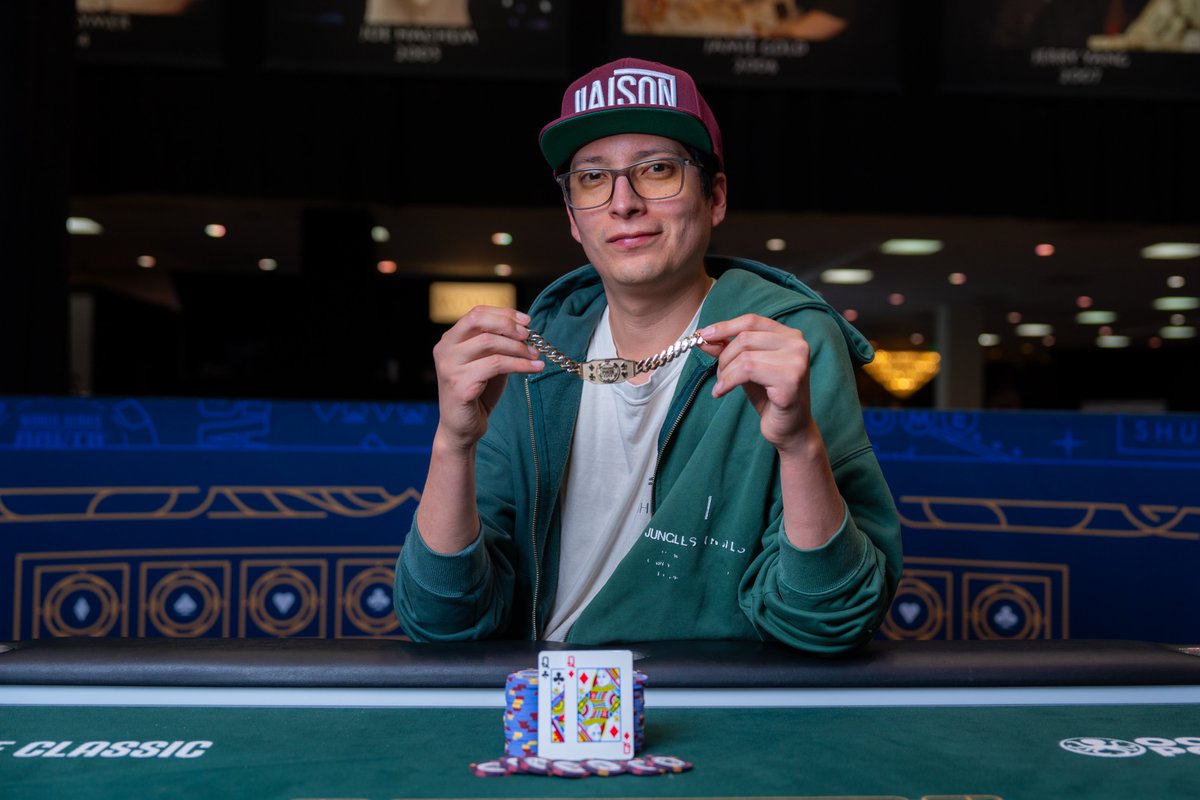 WSOP's tweet image. Andrew Ostapchenko won his first gold bracelet and the $606,849 top prize last night in Event #99: $5,000 No-Limit Hold'em!
What a way to close out your summer. Congrats Andrew!
#wsop2025