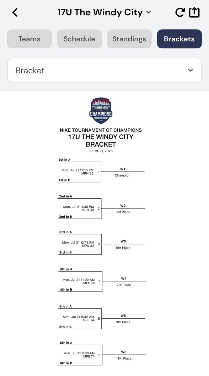 Here is my schedule for Tournament of Champions in Chicago 7.18-7.21
