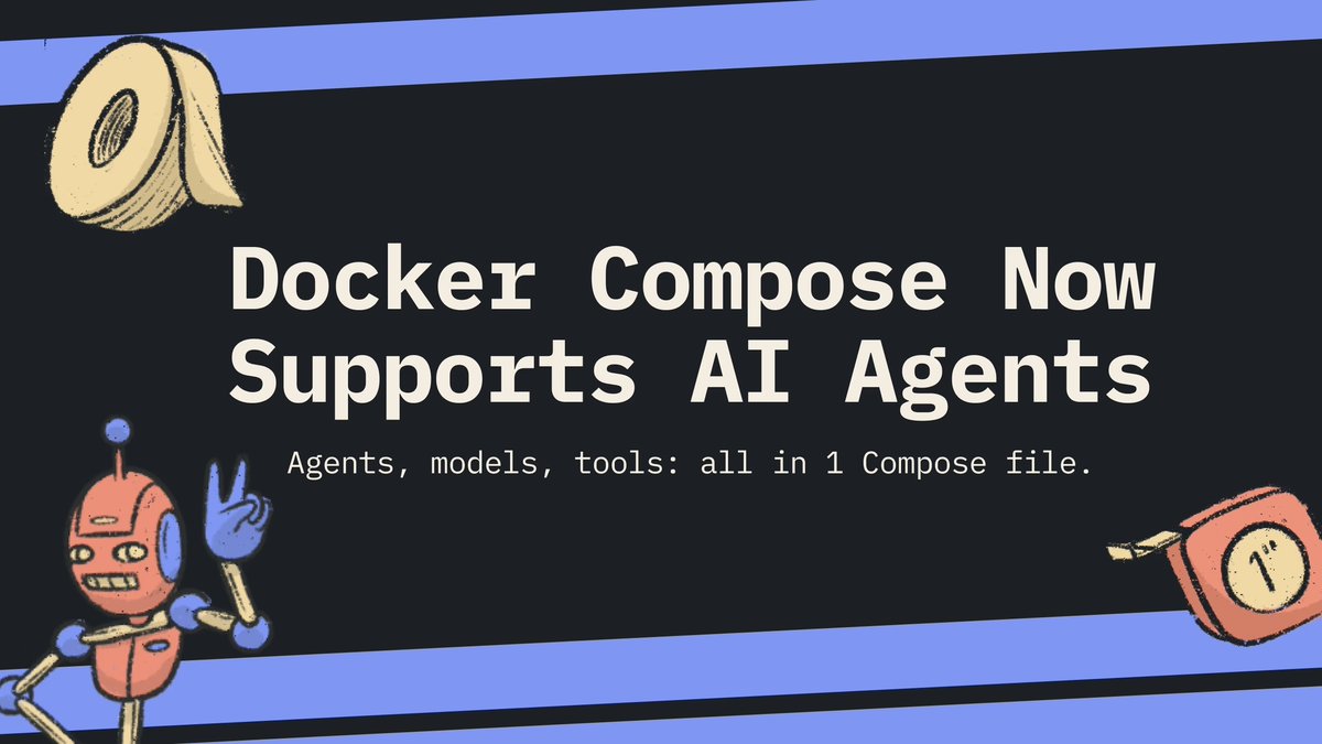 ainativedev's tweet image. You can now launch AI agents with docker compose up 
🤖 

Docker just brought agent orchestration into the same workflow you already use for microservices.

That means one YAML file to define agents, models (like GPT-4 or Llama 3), and tools (like vector DBs or cloud offload),…