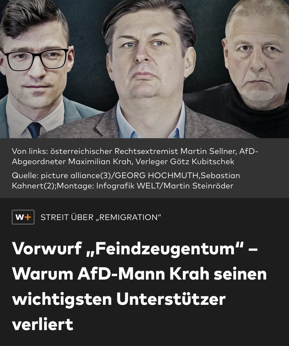 Freddy2805's tweet image. Eskalation im Streit um die Grenzen der »Remigration«: Der rechtsextreme Vordenker Götz Kubitschek wirft den AfD-Politiker Maximilian Krah aus seinem Verlag. In der @welt schreibe ich darüber, warum es zu dieser Entscheidung kam welt.de/politik/deutsc…