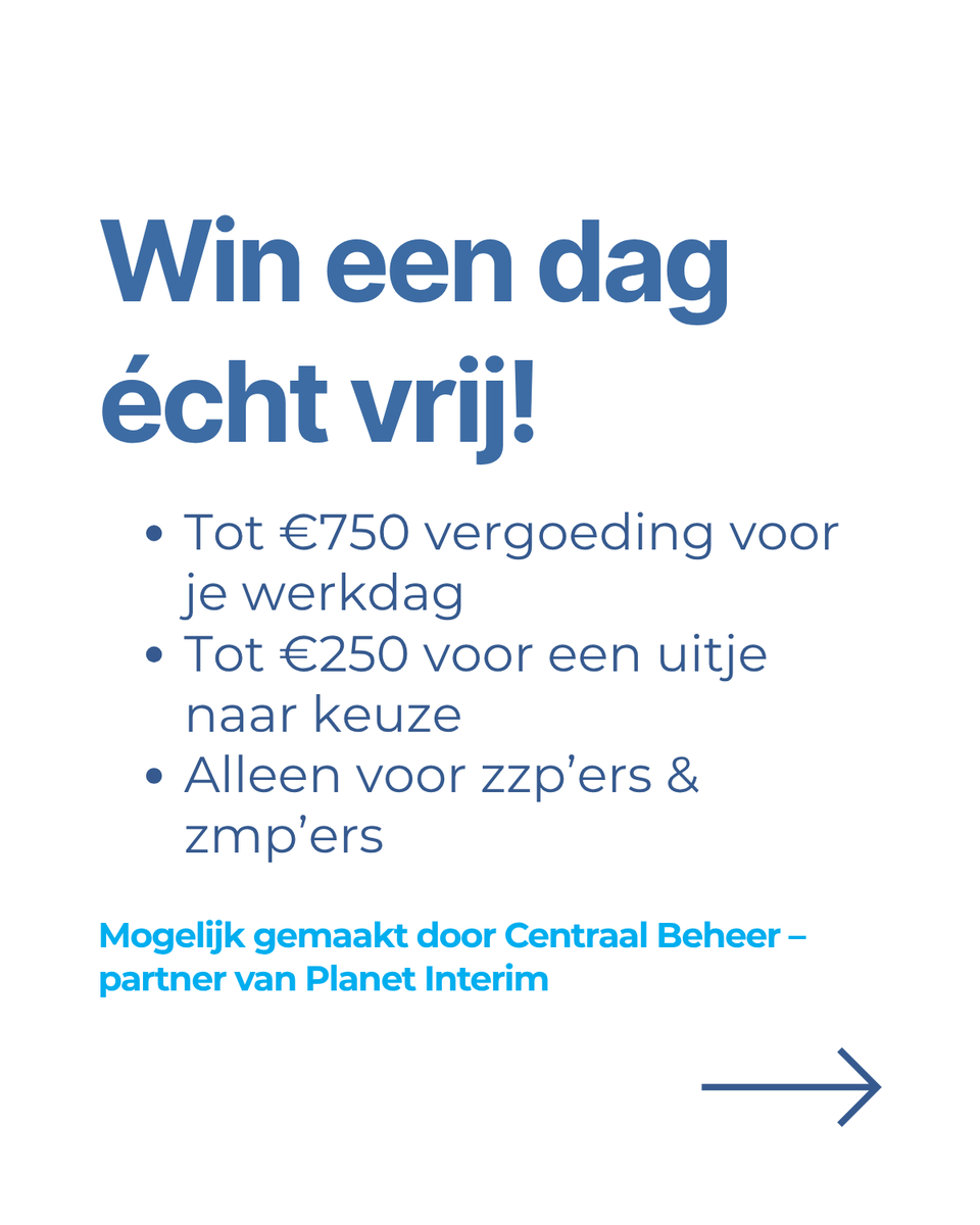 planetinterim's tweet image. Veel ondernemers gunnen zichzelf nauwelijks rust. Onze partner snapt dat en geeft deze zomer 10 ondernemers een dag écht vrij!
✅ Tot €750 vergoeding voor je werkdag 
✅ Tot €250 voor een uitje naar keuze 

Info: centraalbeheer.nl/zzp/vrij

#planetinterim 
#centraalbeheer