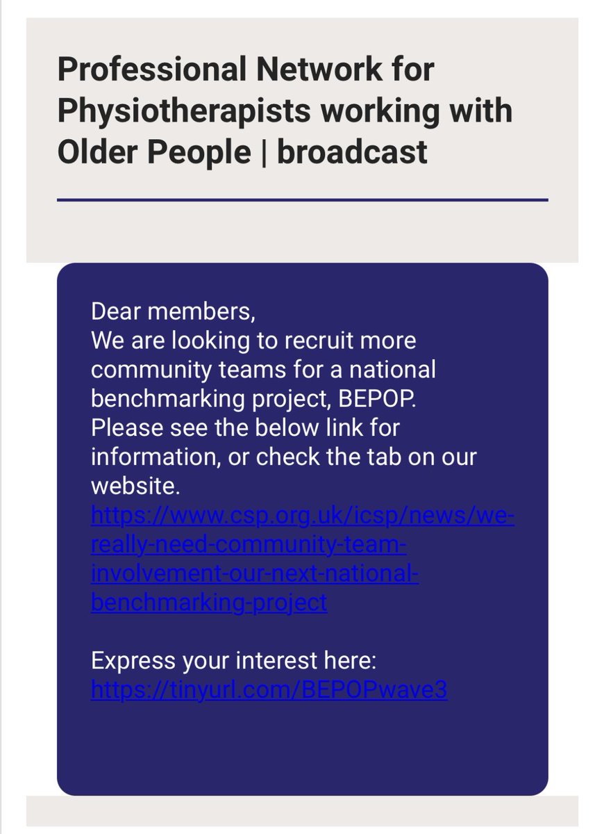 To all my physio friends working with older people in the community please take a look at the BEPOP project 👇🏻