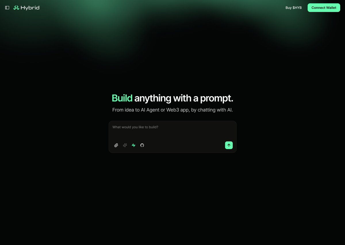 It’s finally happening.

We’re launching something that makes our name [Build on Hybrid] make sense.

Introducing Build — by Hybrid.
A text-to-app, text-to-agent, text-to-Web3 builder.

Powered by $HYB 

buildonhybrid.com 👇