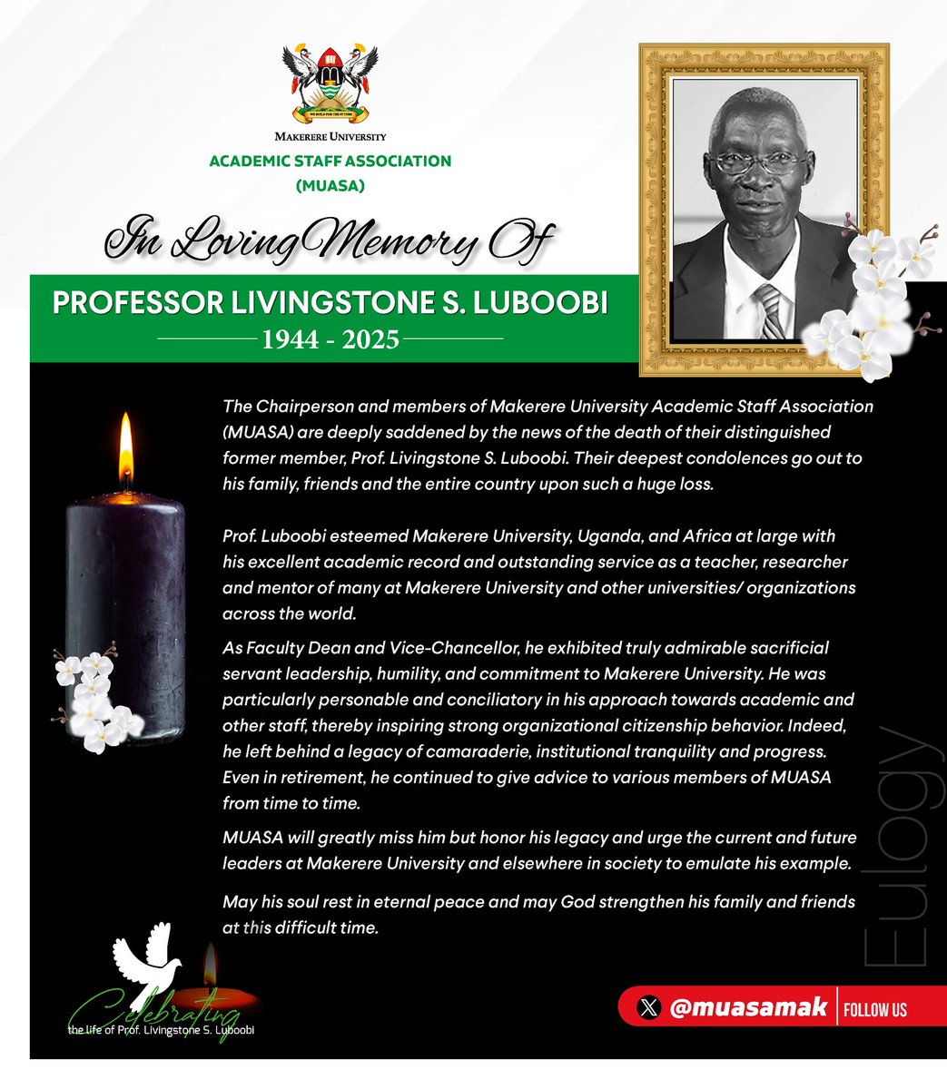 Rest in peace, our distinguished  Prof. Luboobi