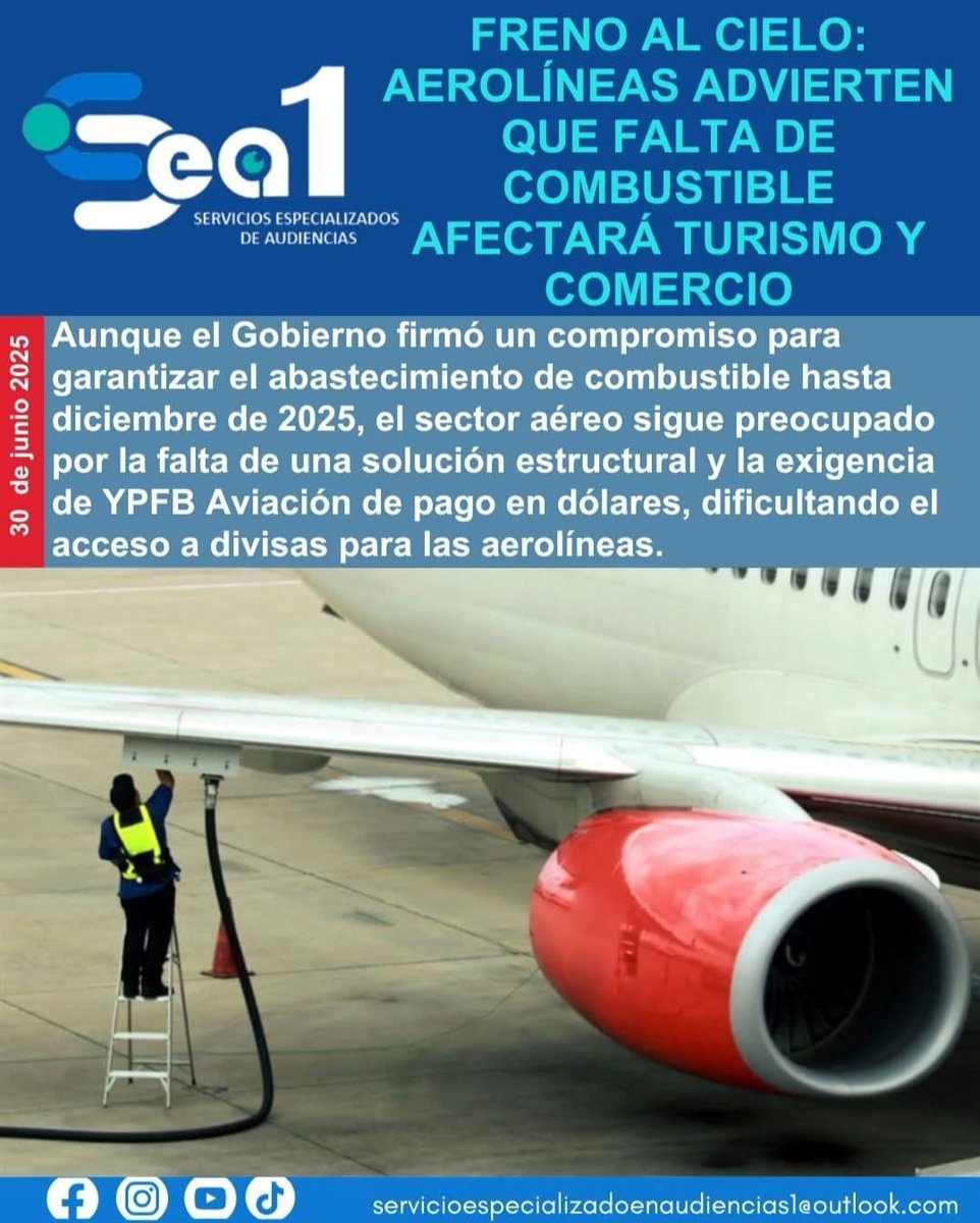 evoespueblo's tweet image. La aviación nacional se encuentra atravesando una profunda crisis, debido a la falta de abastecimiento normal de Jet Fuel (combustible para los aviones) que debe garantizar YPFB y sus subsidiarias, como también el alto costo del combustible que llega a los 3.75 USD por galón,…