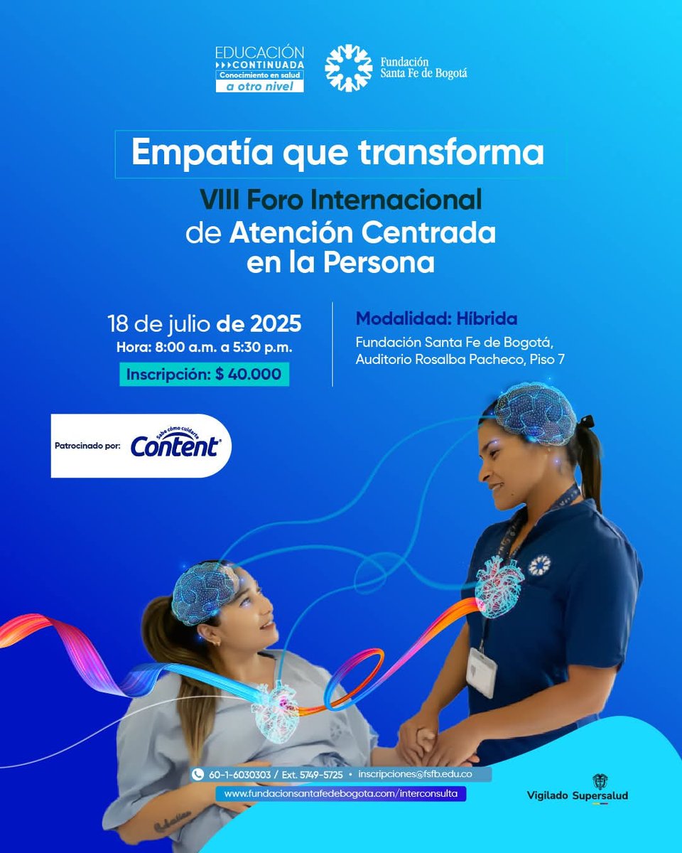 Fundación Humanizando la Sanidad (@fhsanidad) on Twitter photo <a href="/macag16/">Macarena Gálvez</a> participará mañana en el VIII Foro Internacional de Atención Centrada en la Persona de la <a href="/FSFB_Salud/">Fundación Santa Fe de Bogotá</a> 🇨🇴 para hablar de prácticas clínicas empáticas.
Info fundacionsantafedebogota.com/interconsulta/…
¡Muchas gracias por la invitación a participar a la Fundación Humanizando la Sanidad! 🙌🏼❤️ <a href="/macag16/">Macarena Gálvez</a> participará mañana en el VIII Foro Internacional de Atención Centrada en la Persona de la <a href="/FSFB_Salud/">Fundación Santa Fe de Bogotá</a> 🇨🇴 para hablar de prácticas clínicas empáticas.
Info fundacionsantafedebogota.com/interconsulta/…
¡Muchas gracias por la invitación a participar a la Fundación Humanizando la Sanidad! 🙌🏼❤️
