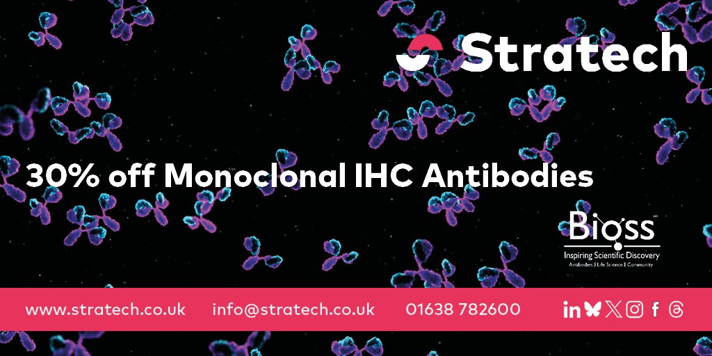 Stratech_UK's tweet image. NEW OFFERS LAUNCHED!
🚨30% off @Biossusa Activated NHS #Esters
🔗stratech.co.uk/bioss/30-off-a…
🚨30% off @Biossusa Monoclonal IHC #Antibodies
🔗stratech.co.uk/bioss/30-off-m…
View all our offers here: stratech.co.uk/offers/current…
#diagnostics #lifesciences
