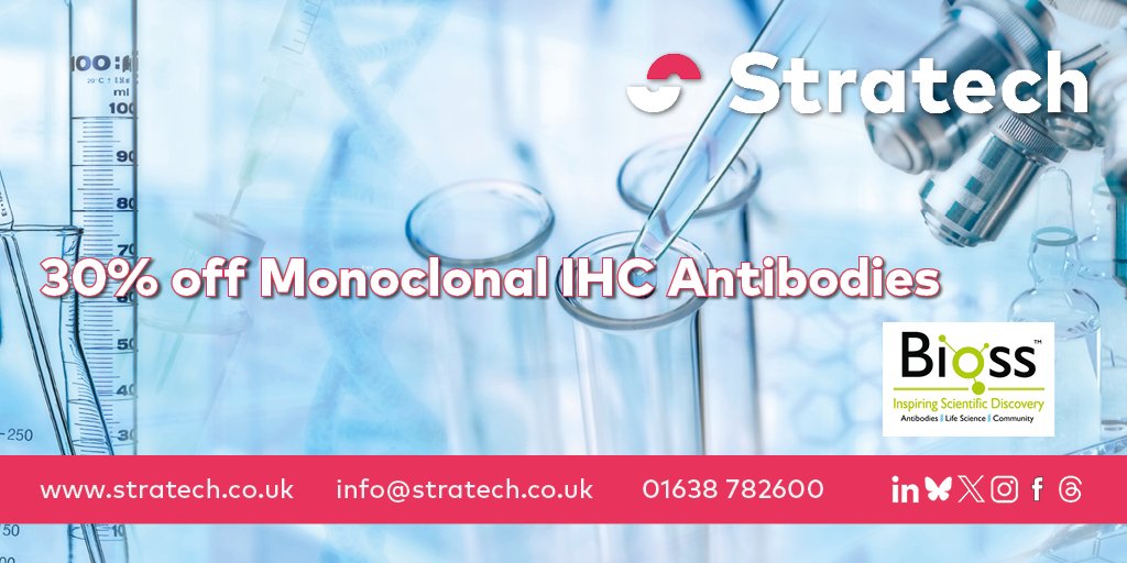 Stratech_UK's tweet image. NEW OFFERS LAUNCHED!
🚨30% off @Biossusa Activated NHS #Esters
🔗stratech.co.uk/bioss/30-off-a…
🚨30% off @Biossusa Monoclonal IHC #Antibodies
🔗stratech.co.uk/bioss/30-off-m…
View all our offers here: stratech.co.uk/offers/current…
#diagnostics #lifesciences