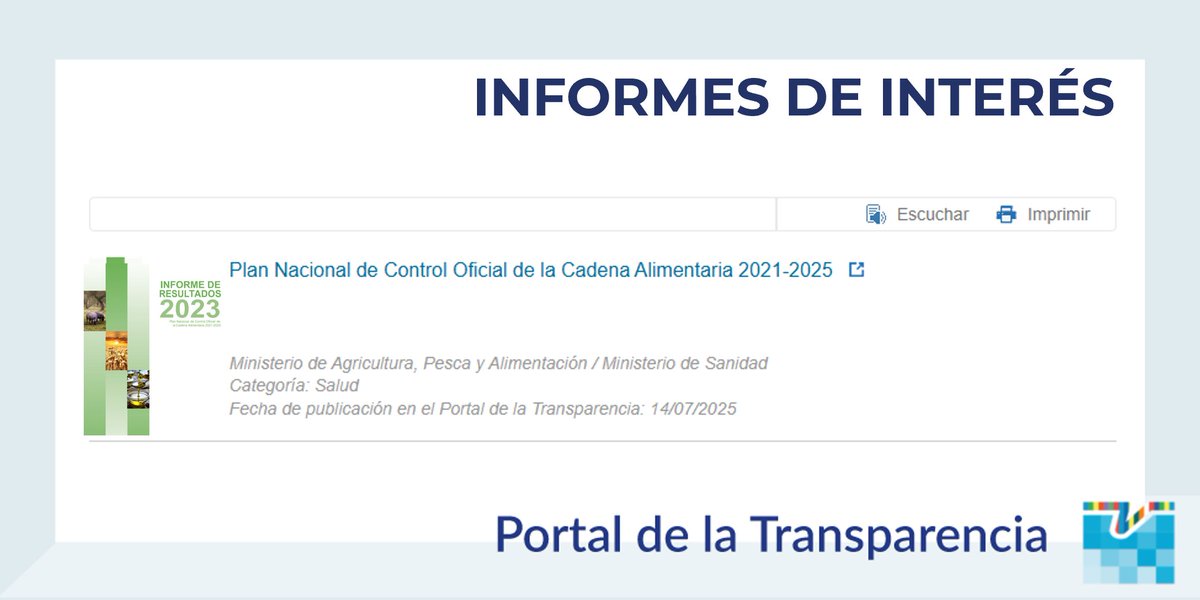 Portal de la Transparencia - España (@transparencia_e) on Twitter photo Consulta el #InformedeInterés “#PlanNacional de Control Oficial de la #CadenaAlimentaria 2021-2025” <a href="/AESAN_gob_es/">AESAN</a> <a href="/gobmapa/">Ministerio de Agricultura, Pesca y Alimentación</a> <a href="/MSocialGob/">Ministerio de Derechos Sociales, Consumo y A2030</a> 👉 transparencia.gob.es/transparencia/… Consulta el #InformedeInterés “#PlanNacional de Control Oficial de la #CadenaAlimentaria 2021-2025” <a href="/AESAN_gob_es/">AESAN</a> <a href="/gobmapa/">Ministerio de Agricultura, Pesca y Alimentación</a> <a href="/MSocialGob/">Ministerio de Derechos Sociales, Consumo y A2030</a> 👉 transparencia.gob.es/transparencia/…