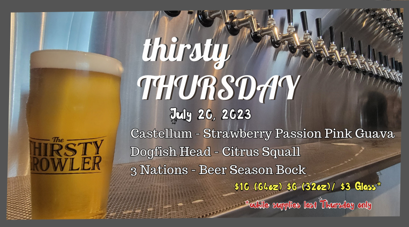 🍻 Thirsty Thursday + Upcoming Events at The Thirsty Growler! - mailchi.mp/37e92e6f50c9/t…