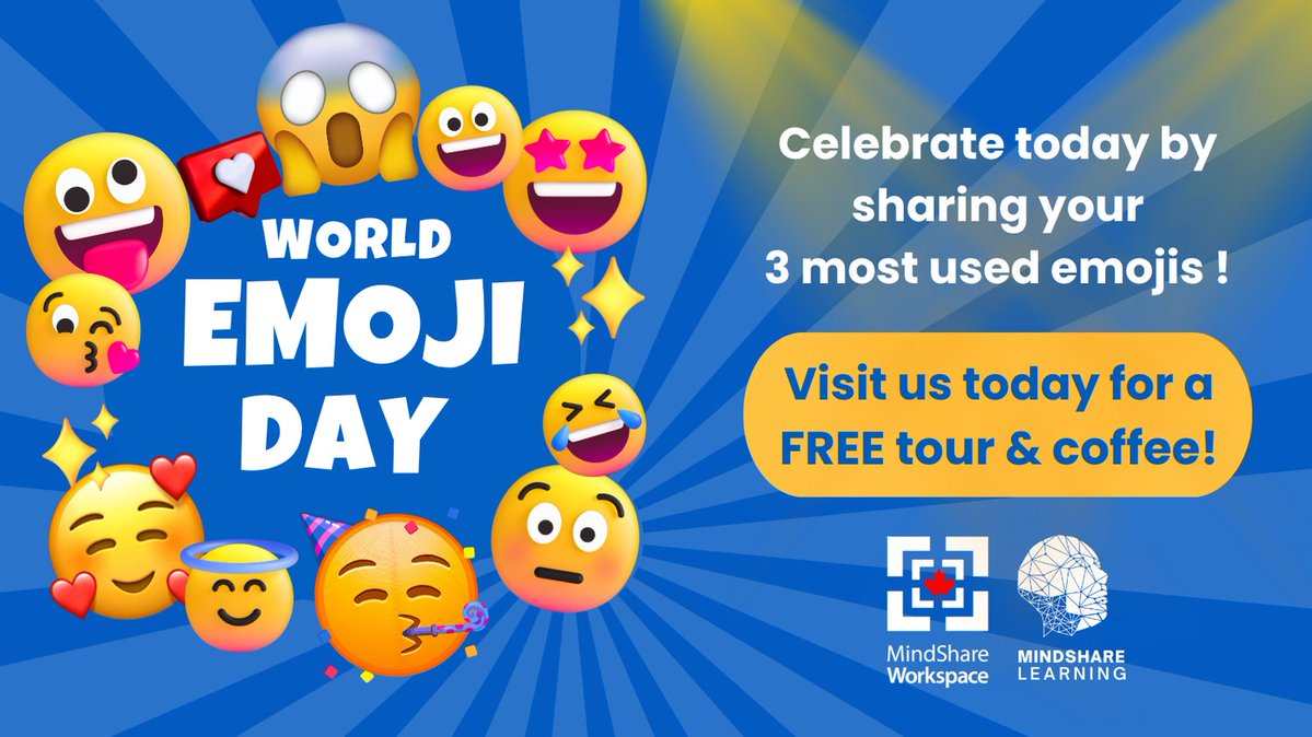 MindShareWork's tweet image. 🎉 It’s #WorldEmojiDay! 😄🌍💼📊 Drop your top 3 work emojis below 👇 and visit us @MindShareWork Space!
☕ FREE coffee
🏢 Free Office tour
🤝 Network • 💡Learn • 🧑‍💻Co-work
Build, grow, and innovate—emoji-style! 🚀📈✍️
#Coworking #FutureOfWork
@MindShareLearn #WorldEmojiDay