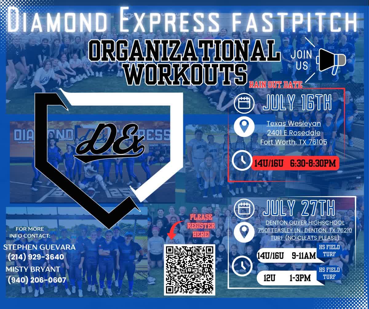 Hey Softball World! Is your daughter looking for a home this next fall in the Allen/McKinney/Plano area? I am the head coach of a 16U Diamond Express team and would to see y'all at our tryouts!