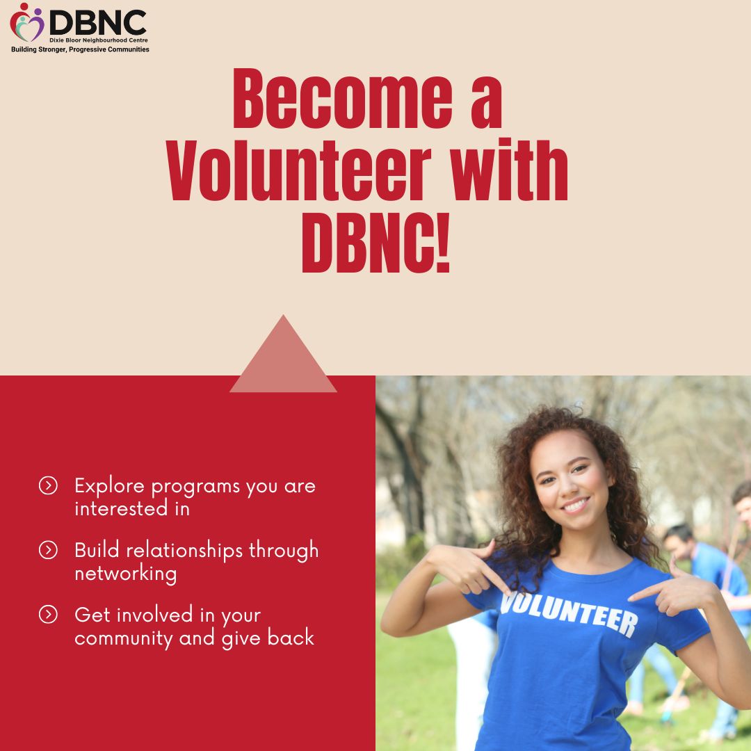 Need volunteer hours? DBNC has openings for volunteer positions across our many programs. 

Contact us today if you're interested in getting involved in your community and giving back. 

dixiebloor.ca

#myDBNC
