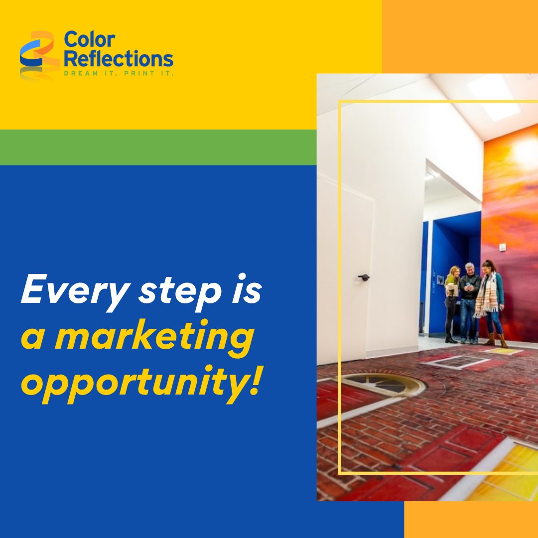 ColorReflection's tweet image. Every step is a chance to promote your brand.
Custom floor graphics catch attention in unexpected places—perfect for sales, safety messaging, or just making your space more fun and functional.

#MarketingFromTheGroundUp #CustomFloorGraphics #RetailDesign
