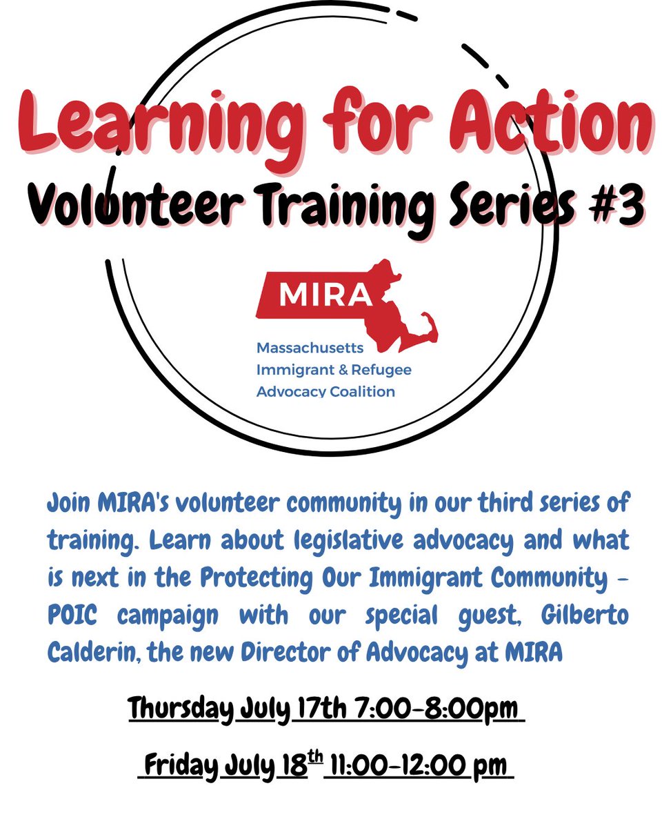 MIRACoalition's tweet image. Sign up for our upcoming trainings
✨ Thursday, July 17th @ 7pm us02web.zoom.us/.../reg.../UNX…...
✨ Saturday, July 18th @ 11 am
us02web.zoom.us/.../reg.../VPx…...