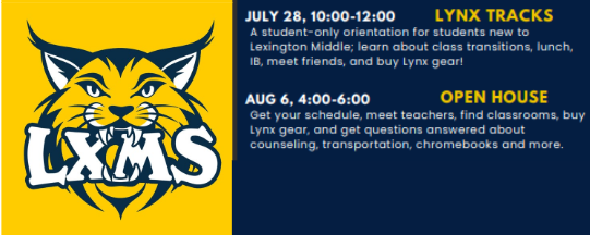 Upcoming Events!
Lynx Tracks for incoming 6th Graders! 
Register Here &gt;&gt; tinyurl.com/Lynx-Tracks-25
 
Open House for ALL Students (no registration needed)