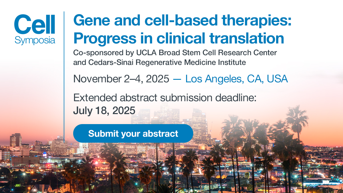CellCellPress's tweet image. Final call: Abstracts for Gene and cell-based therapies are due tomorrow Friday, July 18. Submit now for a chance to present your work at this symposium in LA! @CellSymposia #CSStemCells2025
hubs.li/Q03xfxQM0